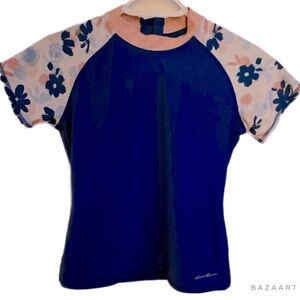 VGUC Eddie Bauer Rash Guard, Swim Shirt, Sz M, 10, 12, Floral​​